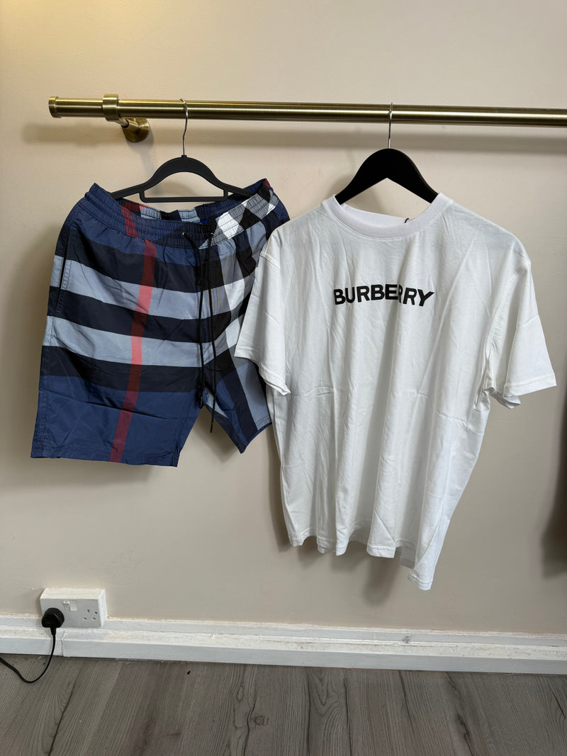 Burberry Navy/White Short Set