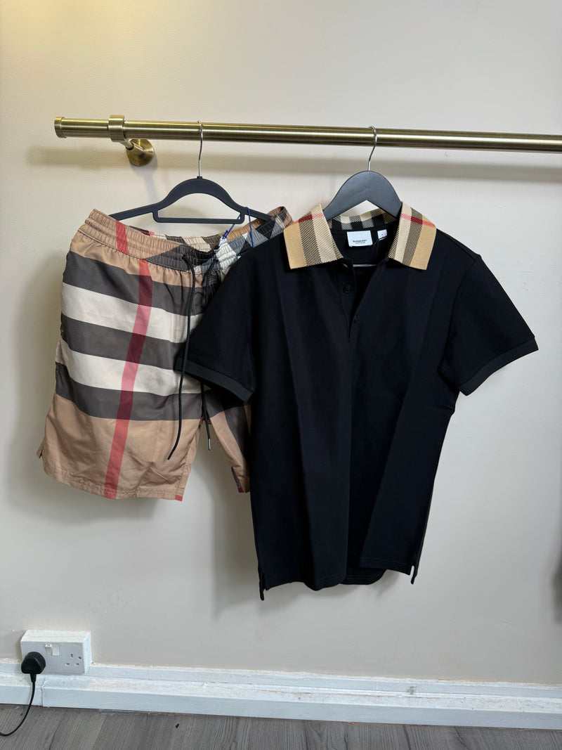 Burberry Checkered Black/Beige Polo Set