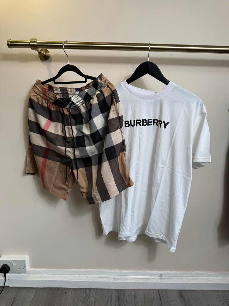 Burberry Beige/White Short Set