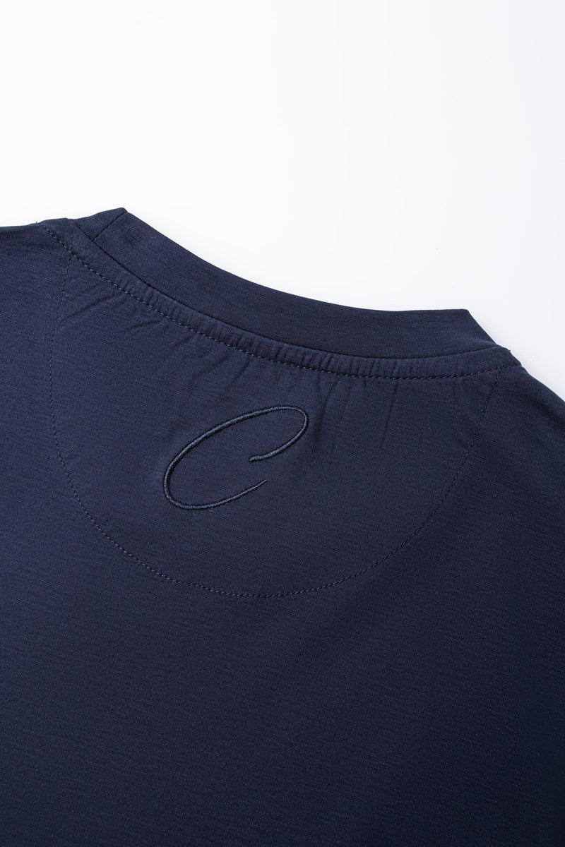 Catini Firenze Mercerised Cotton Pocket T-Shirt Navy Blue