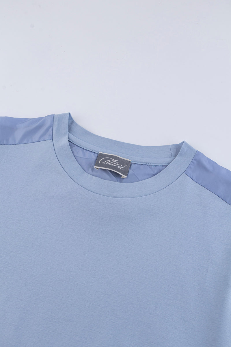 Catini Firenze Nylon Shoulder Panel T-Shirt Light Blue