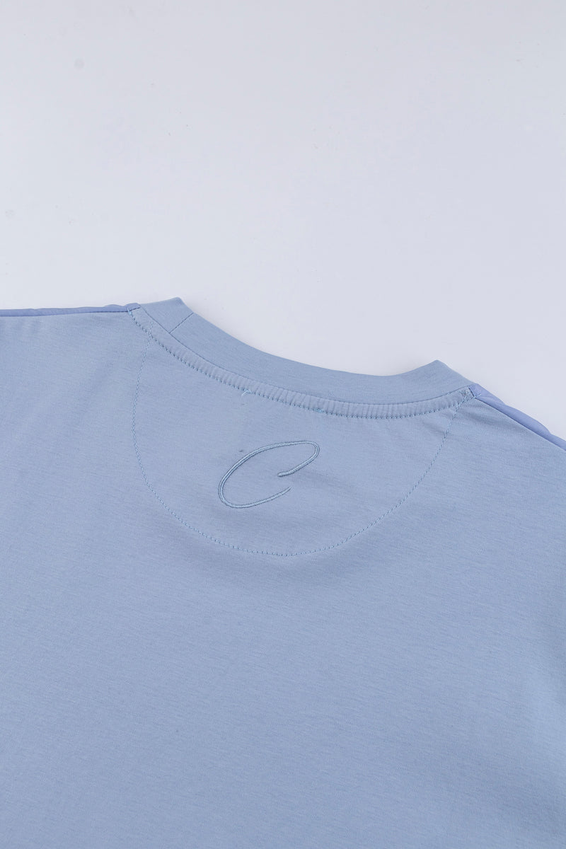 Catini Firenze Nylon Shoulder Panel T-Shirt Light Blue