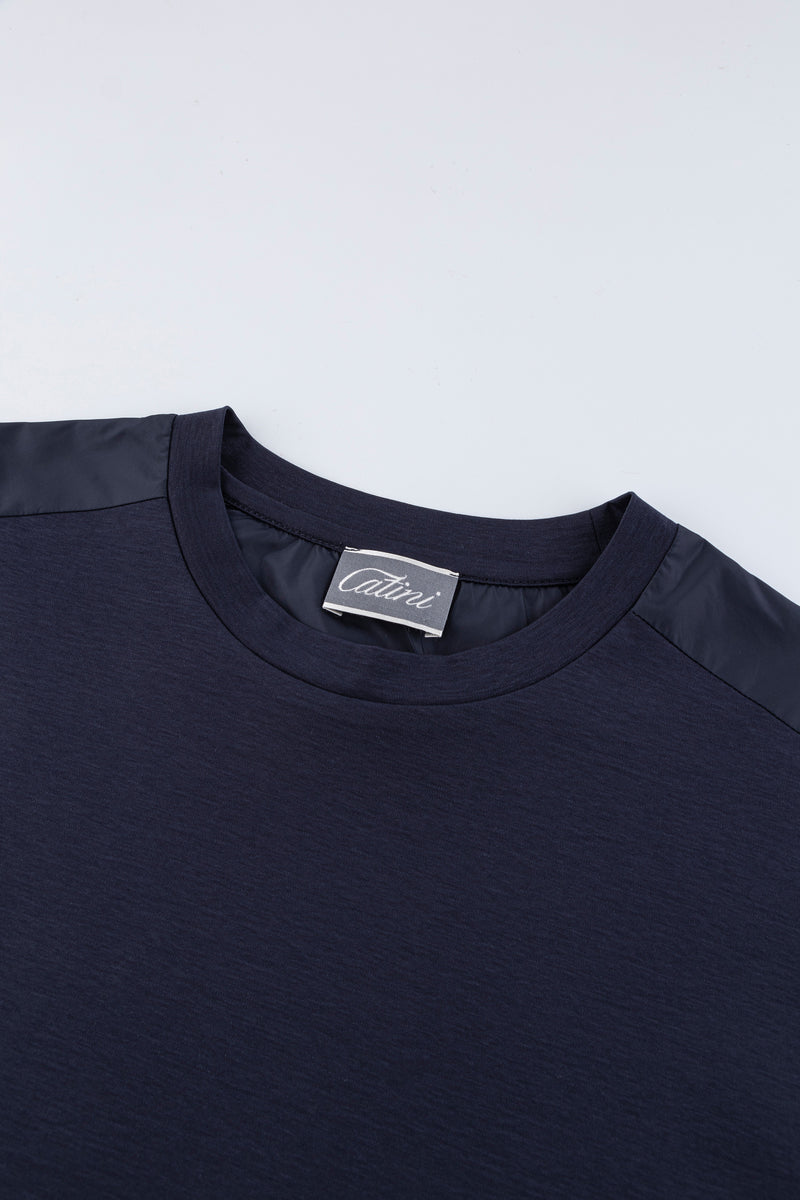 Catini Firenze Nylon Shoulder Panel T-Shirt Navy Blue