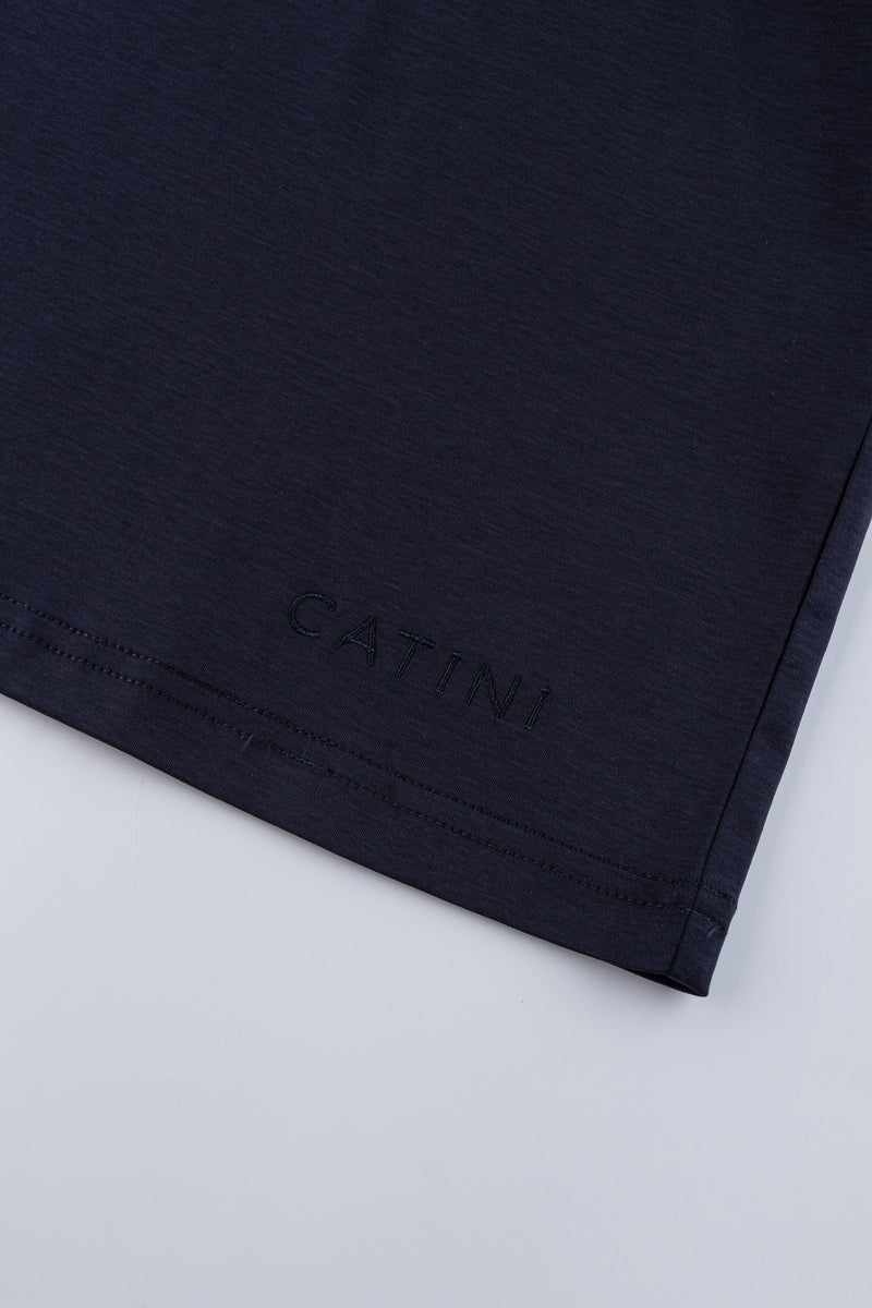 Catini Firenze Nylon Shoulder Panel T-Shirt Navy Blue