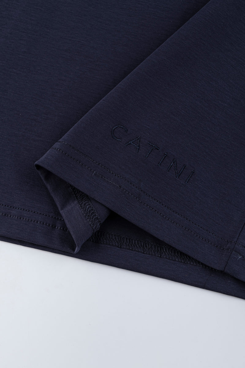 Catini Firenze Nylon Shoulder Panel T-Shirt Navy Blue