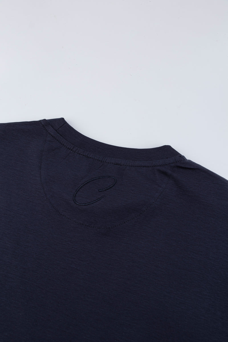 Catini Firenze Nylon Shoulder Panel T-Shirt Navy Blue