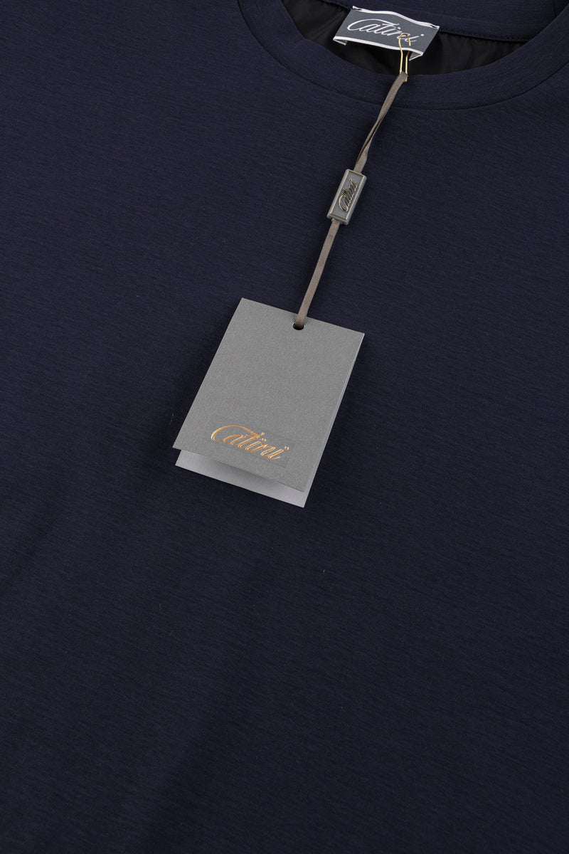 Catini Firenze Nylon Shoulder Panel T-Shirt Navy Blue/Black Shoulder Panel