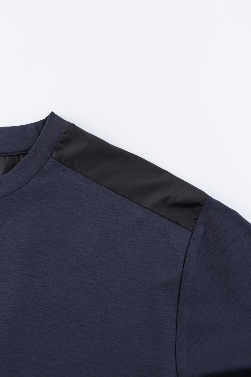 Catini Firenze Nylon Shoulder Panel T-Shirt Navy Blue/Black Shoulder Panel