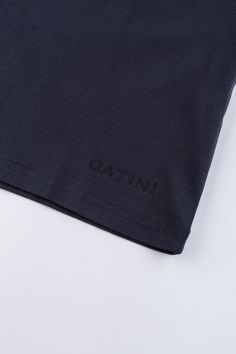 Catini Firenze Nylon Shoulder Panel T-Shirt Navy Blue/Black Shoulder Panel
