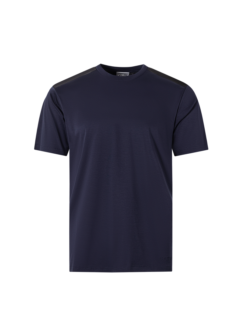 Catini Firenze Nylon Shoulder Panel T-Shirt Navy Blue/Black Shoulder Panel