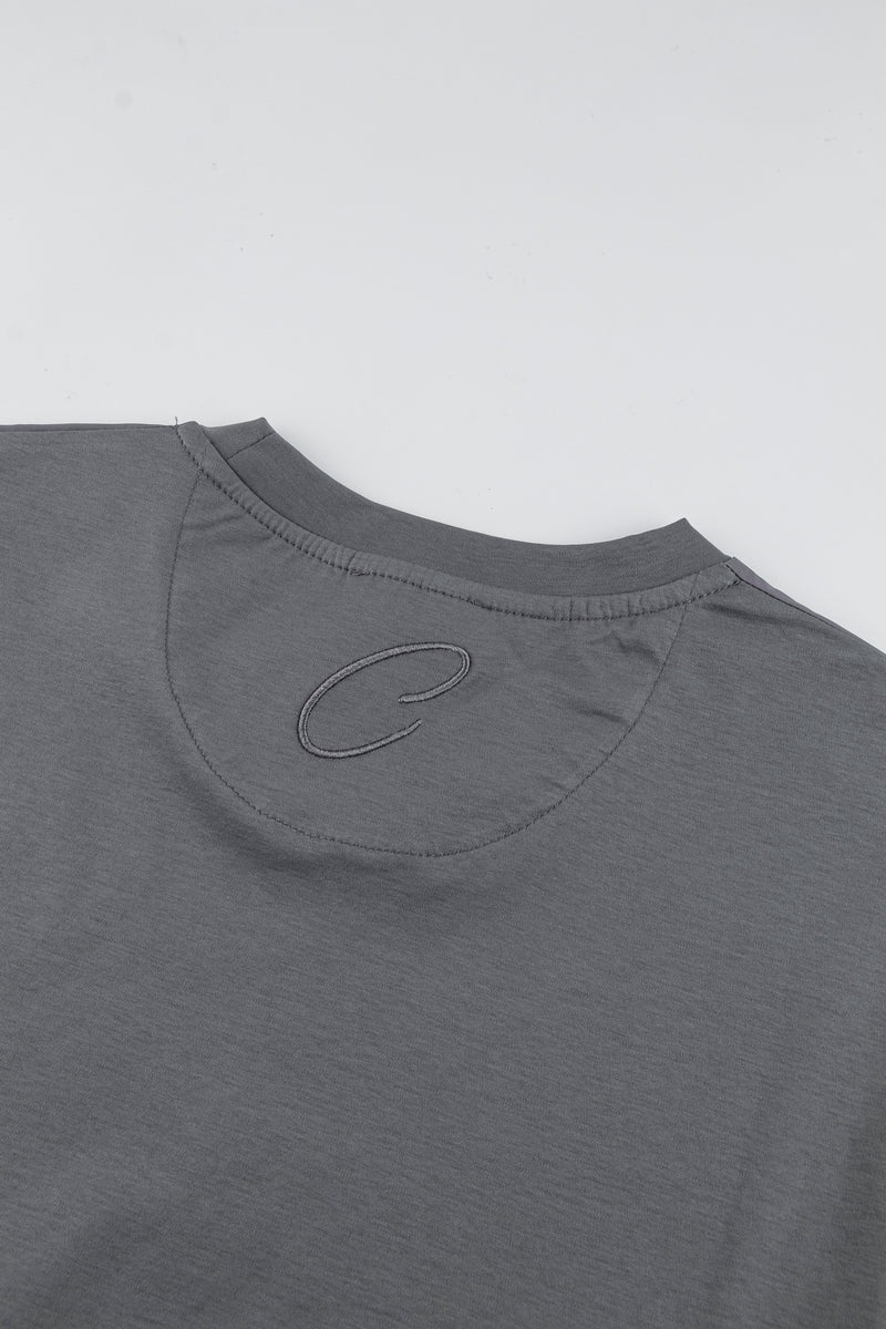 Catini Firenze Nylon Shoulder Panel T-Shirt Grey