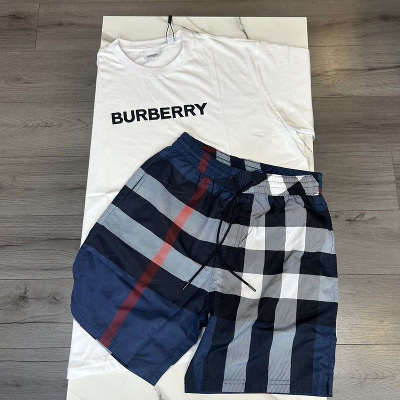 Burberry Navy/White Short Set