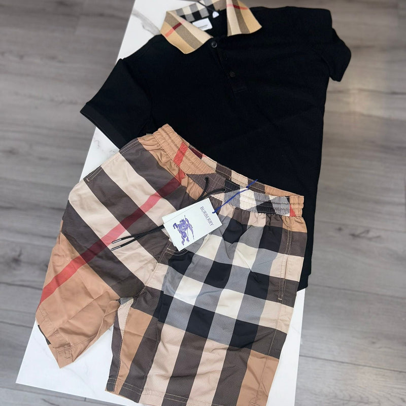 Burberry Checkered Black/Beige Polo Set