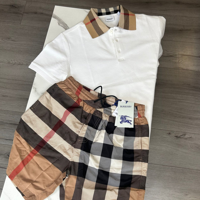 Burberry Checkered White/Beige Polo Set